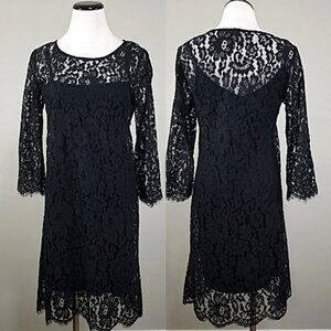 HD in Paris Overture Black Lace Overlay Knee Length Dress Removable Slip Size S